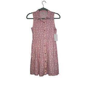 NWT Sweet Butterfly Pink Floral Button Front Sleeveless Dress Girls Size 14/16